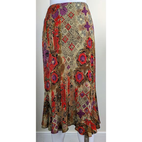 New Mirasol The Wild Side Skirt Medium Jungle Floral Mixed Print Midi Flounced - Picture 5 of 7